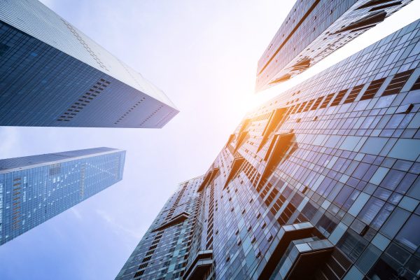Low angle shot of modern glass building